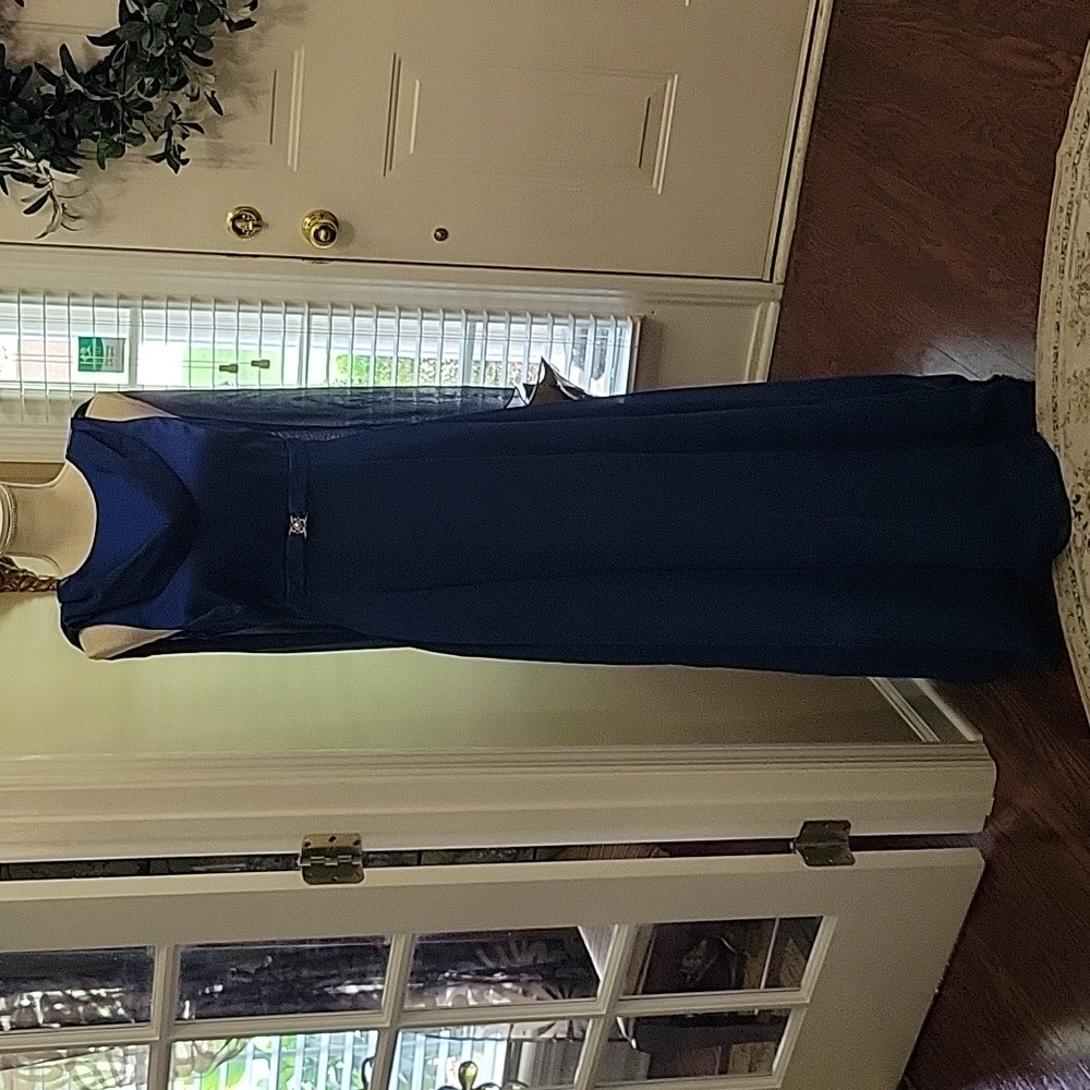 Scott McClintock Cobalt Blue empire waist dress pearl beads waist sleeveless 10